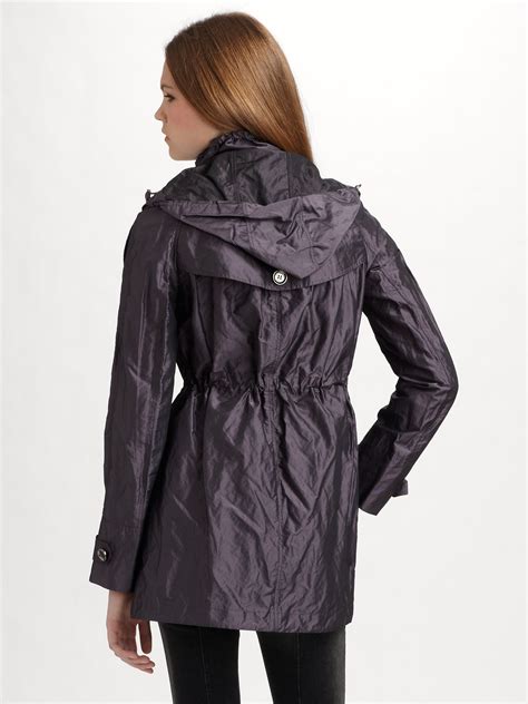 burberry brit cotton-blend hooded raincoat|burberry women's raincoat with hood.